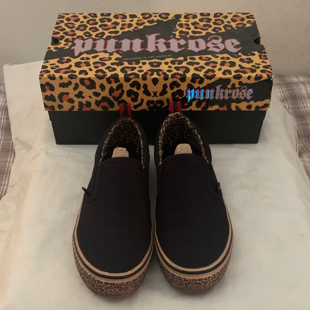 Black Leopard Slip-On Sneakers